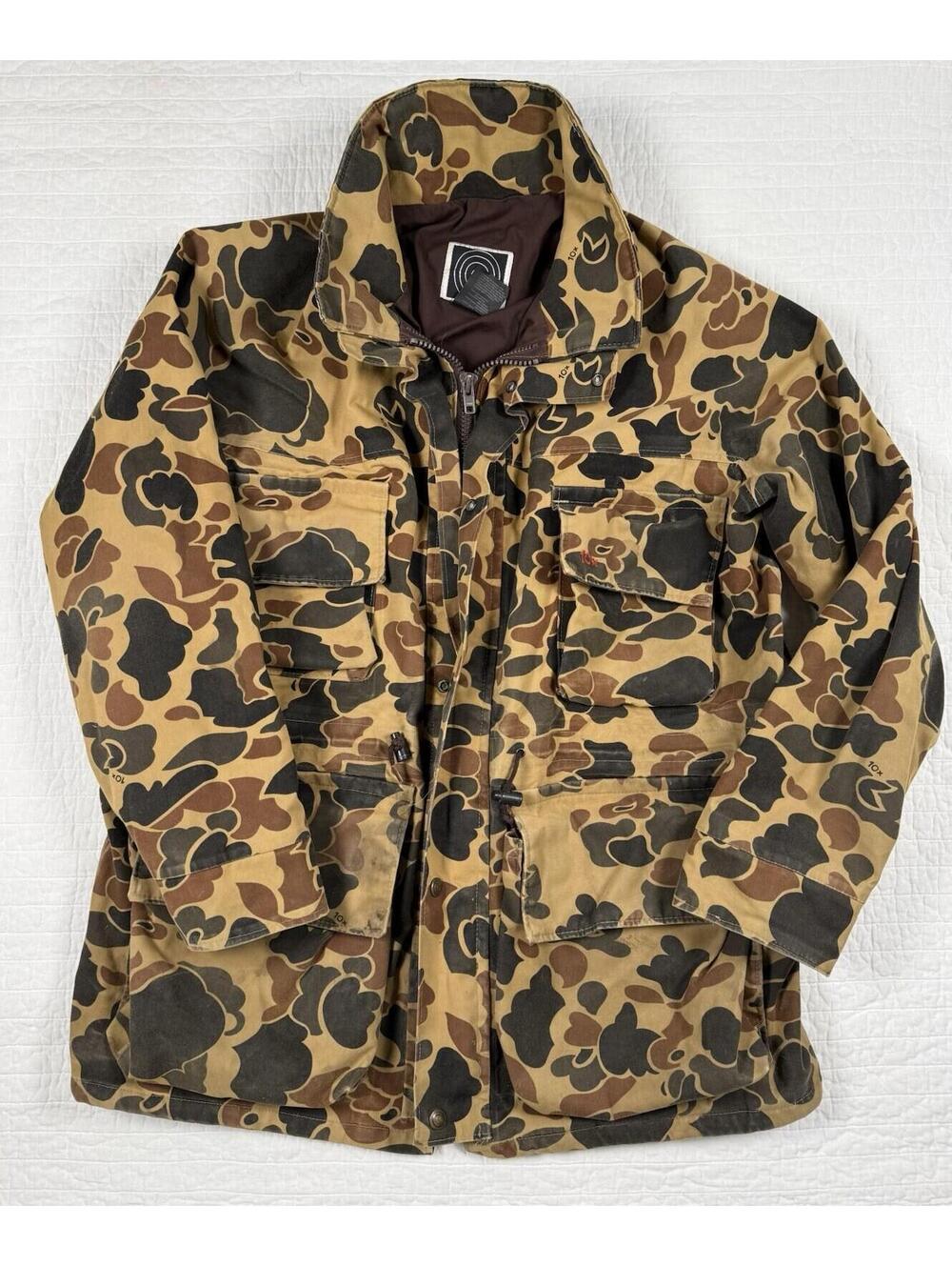 Vintage Browning Gore-Tex Duck Camo Hunting Jacket Large Waterproof USA No Hood